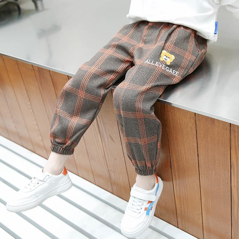 Boys' pants spring and autumn  fashion plaid pants middle-aged children's loose pants children's casual pants autumn fashion