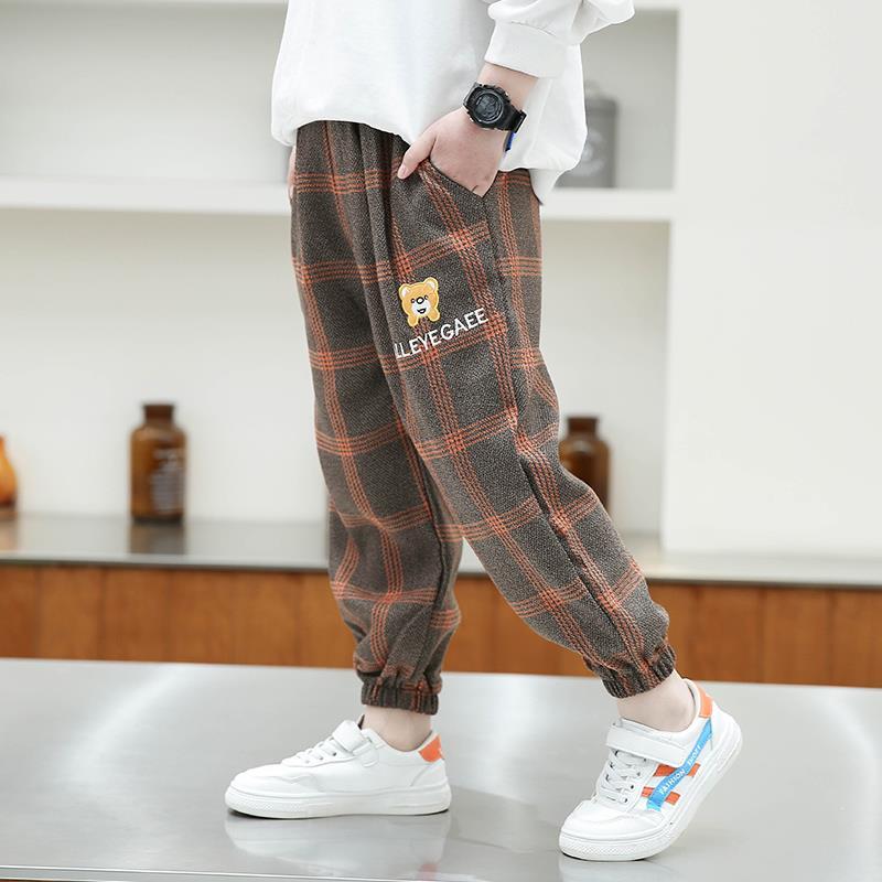 Boys' pants spring and autumn  fashion plaid pants middle-aged children's loose pants children's casual pants autumn fashion