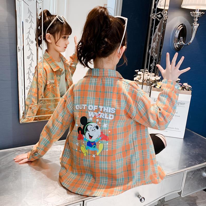 女童長袖襯衫春秋2023新款網紅女寶寶洋氣小童兒童裝秋裝襯衣小衫