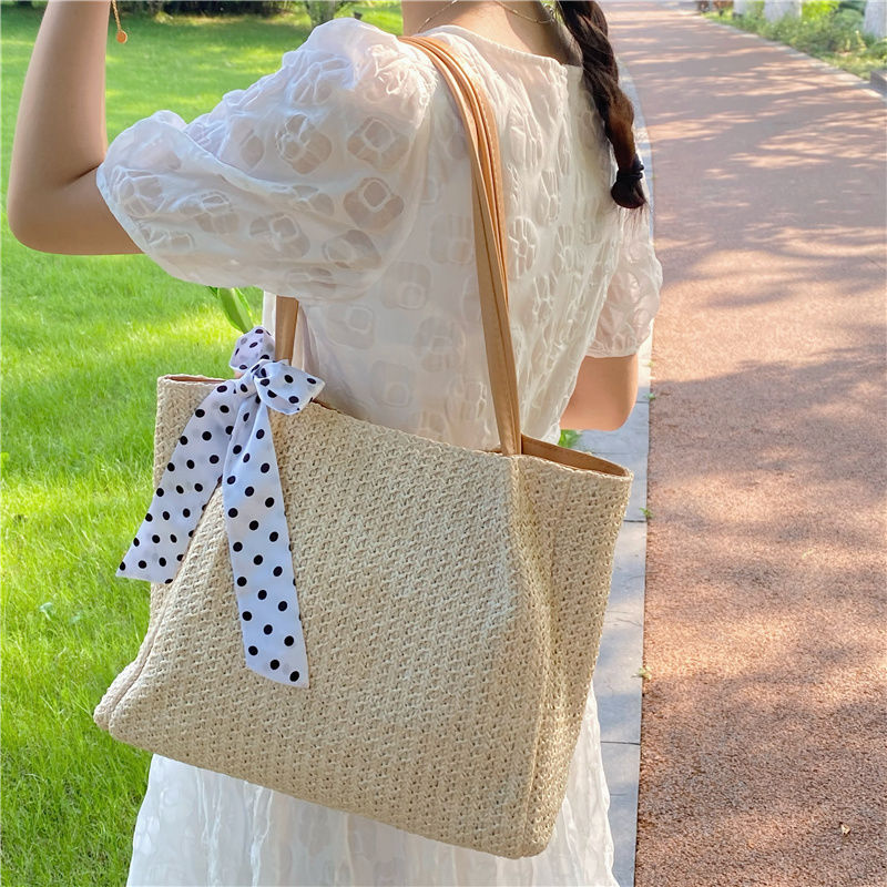 仙女包包夏季ins草編包百搭單肩手提包沙灘包渡假大容量托特包女