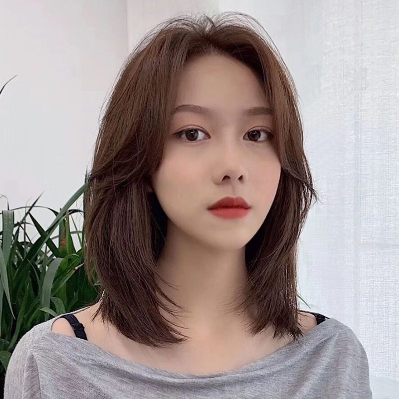 新假发女短发真人发丝八字刘海内扣锁骨发时尚气质自然透气整顶头