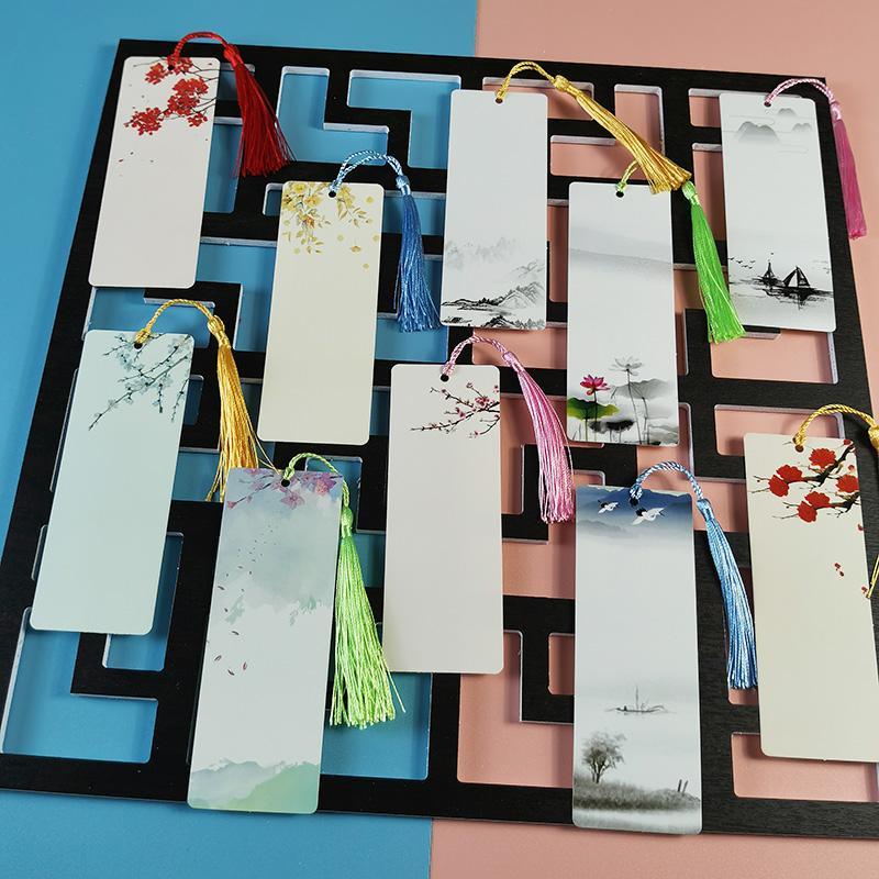 创意手写空白纸质书签diy材料包小清新流苏小学生用手绘古风版白