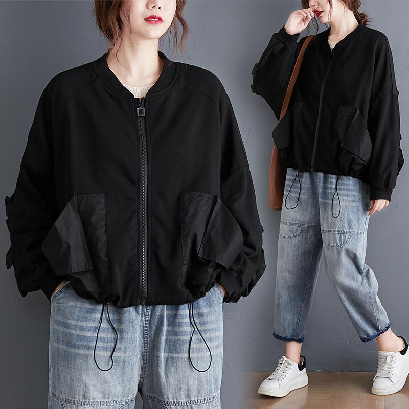 2022 spring new Korean style loose large size fungus stitching baseball uniform casual all-match ladies short coat trendy
