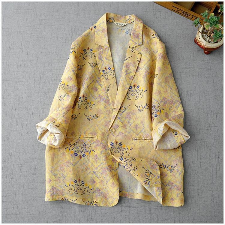 Large size spring and autumn women's new shirt top women's nine-quarter sleeve suit jacket women's light sun protection clothing air-conditioning shirt