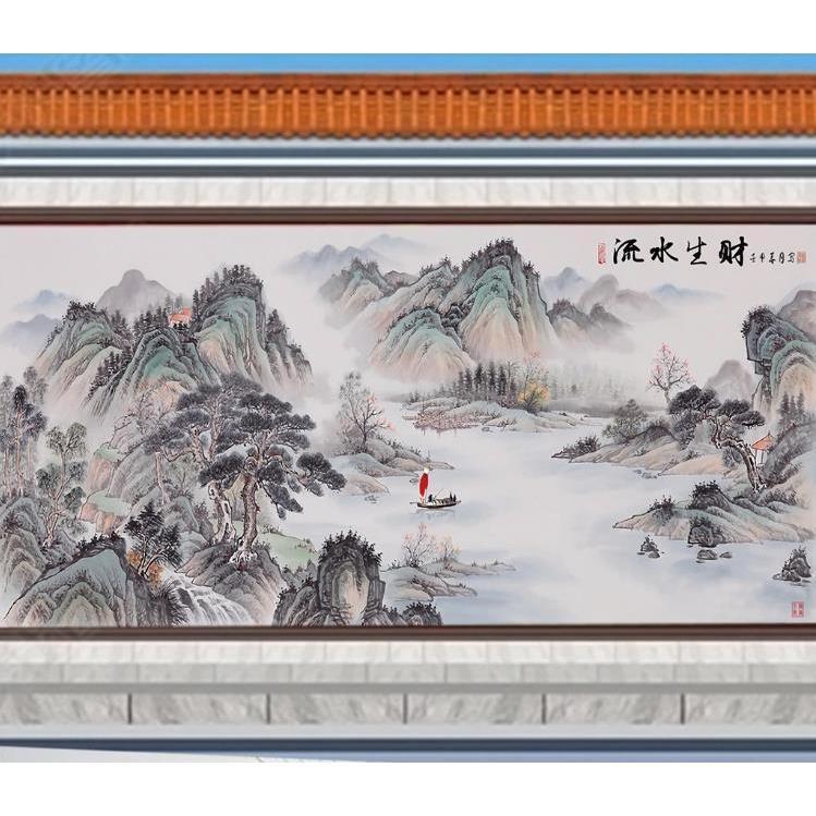 户外别墅迎门墙瓷砖壁画门头匾 庭院 农村堂屋影壁墙 照壁 山水画