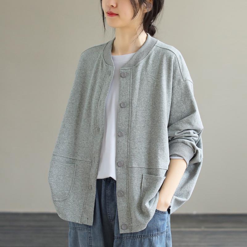 Plus size spring and autumn women's clothing new loose literary baseball uniform short coat female all-match casual long-sleeved top female