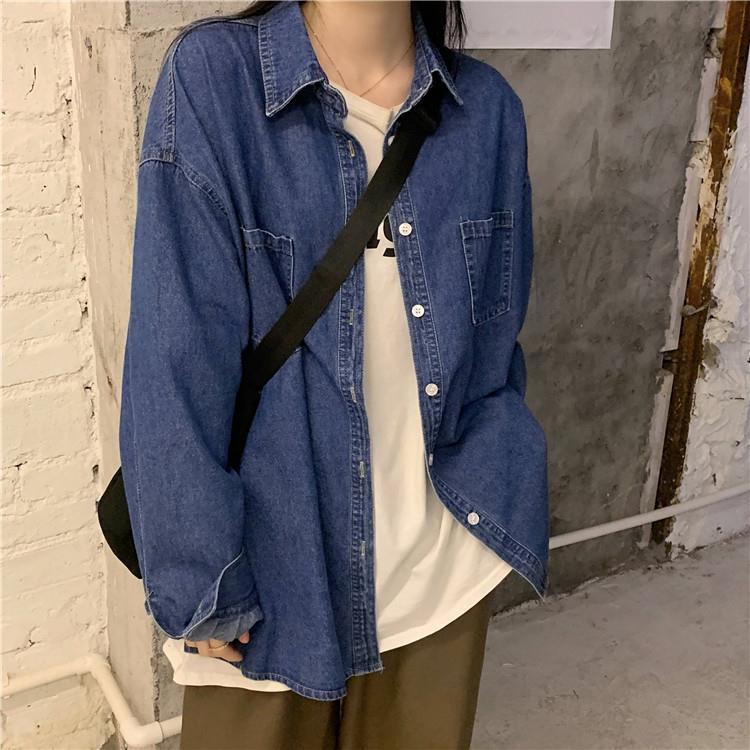 88795-牛仔衬衫女早春2021年新款宽松外穿百搭中长款设计感衬衣长袖上衣-详情图