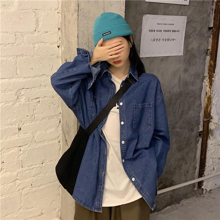 88795-牛仔衬衫女早春2021年新款宽松外穿百搭中长款设计感衬衣长袖上衣-详情图