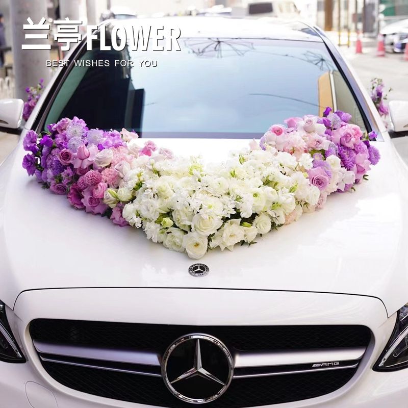 主婚车装饰长沙鲜花速递车头花婚车花车结婚车队套装布置创意