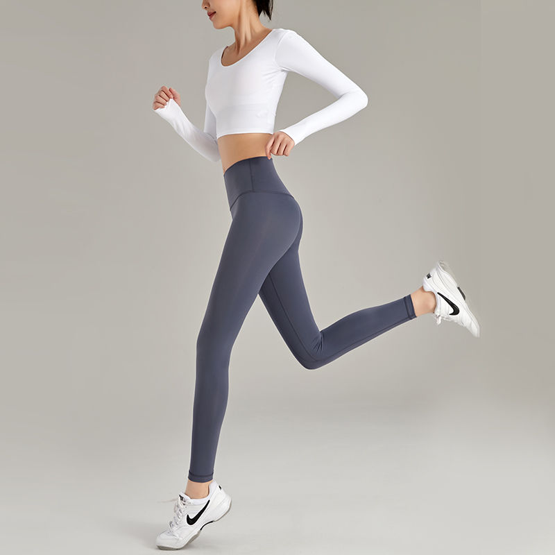 裸感塑形蜜桃臀健身裤女高腰提臀跑步裤2021新款运动紧身裤瑜伽裤