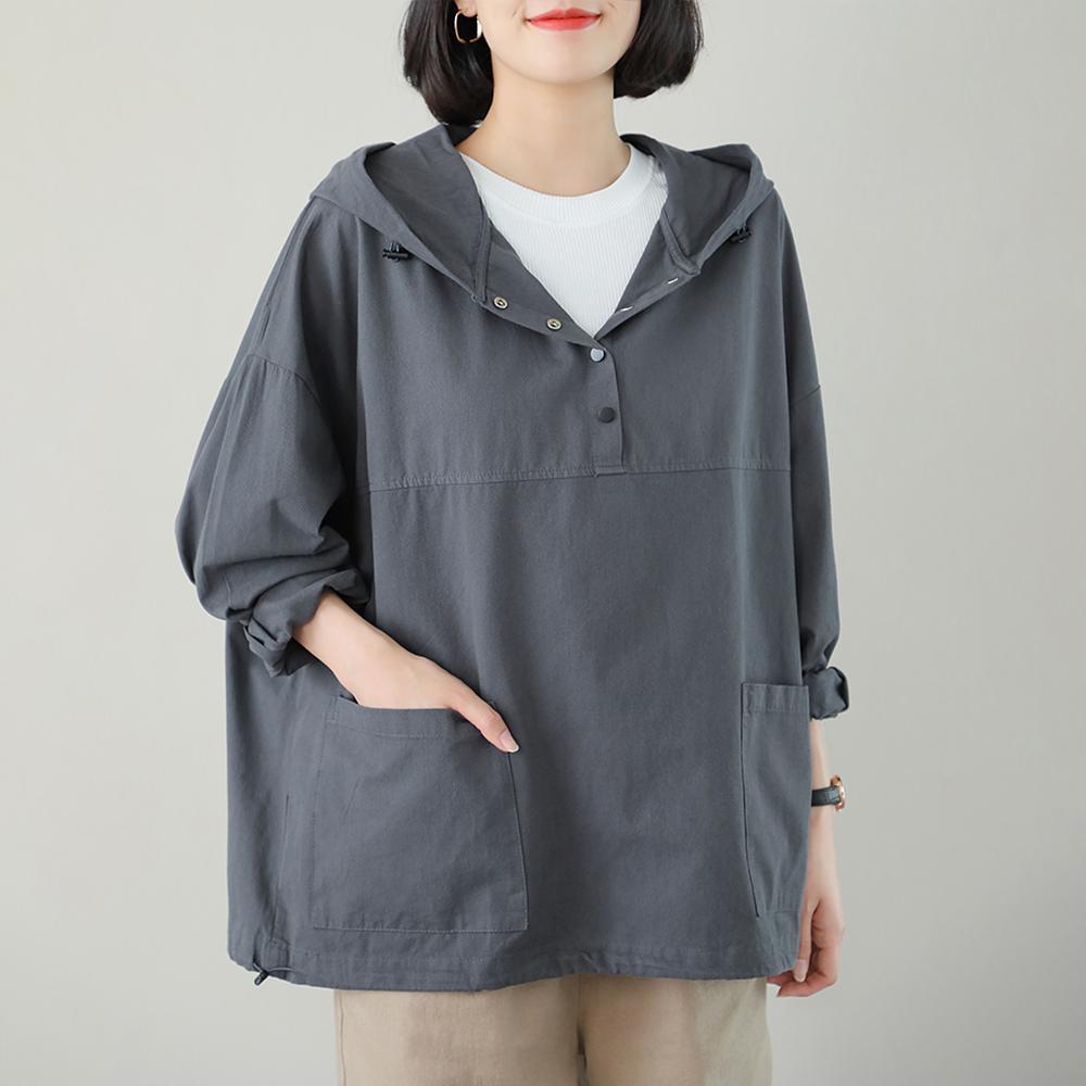 Extra large size women's windbreaker jacket women's long-sleeved tops women's casual solid color all-match loose Korean style hooded sweater women