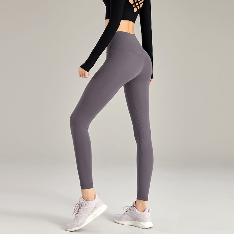 裸感塑形蜜桃臀健身裤女高腰提臀跑步裤2021新款运动紧身裤瑜伽裤