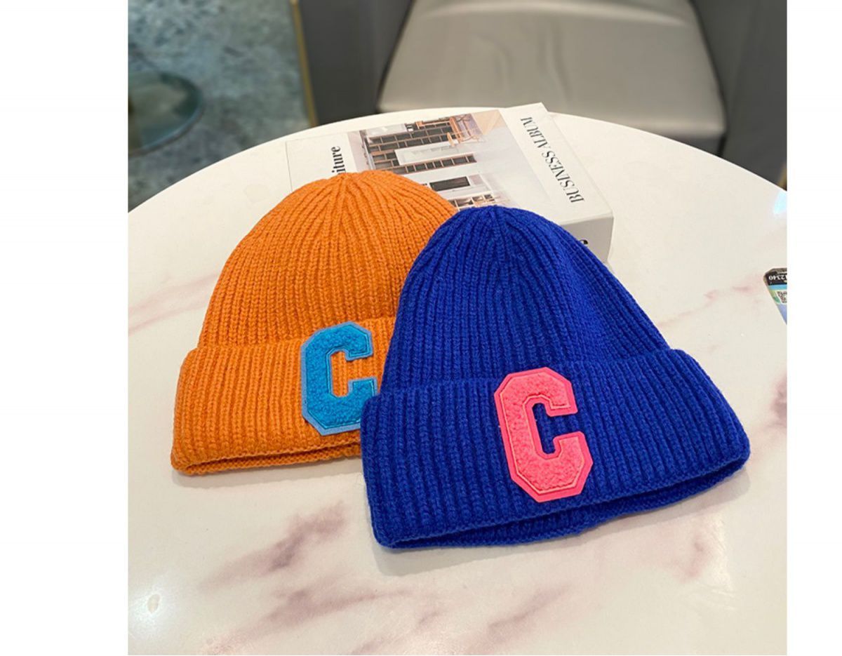 Stickad beanie mössa för barn och par höst och vinter_voghion.com