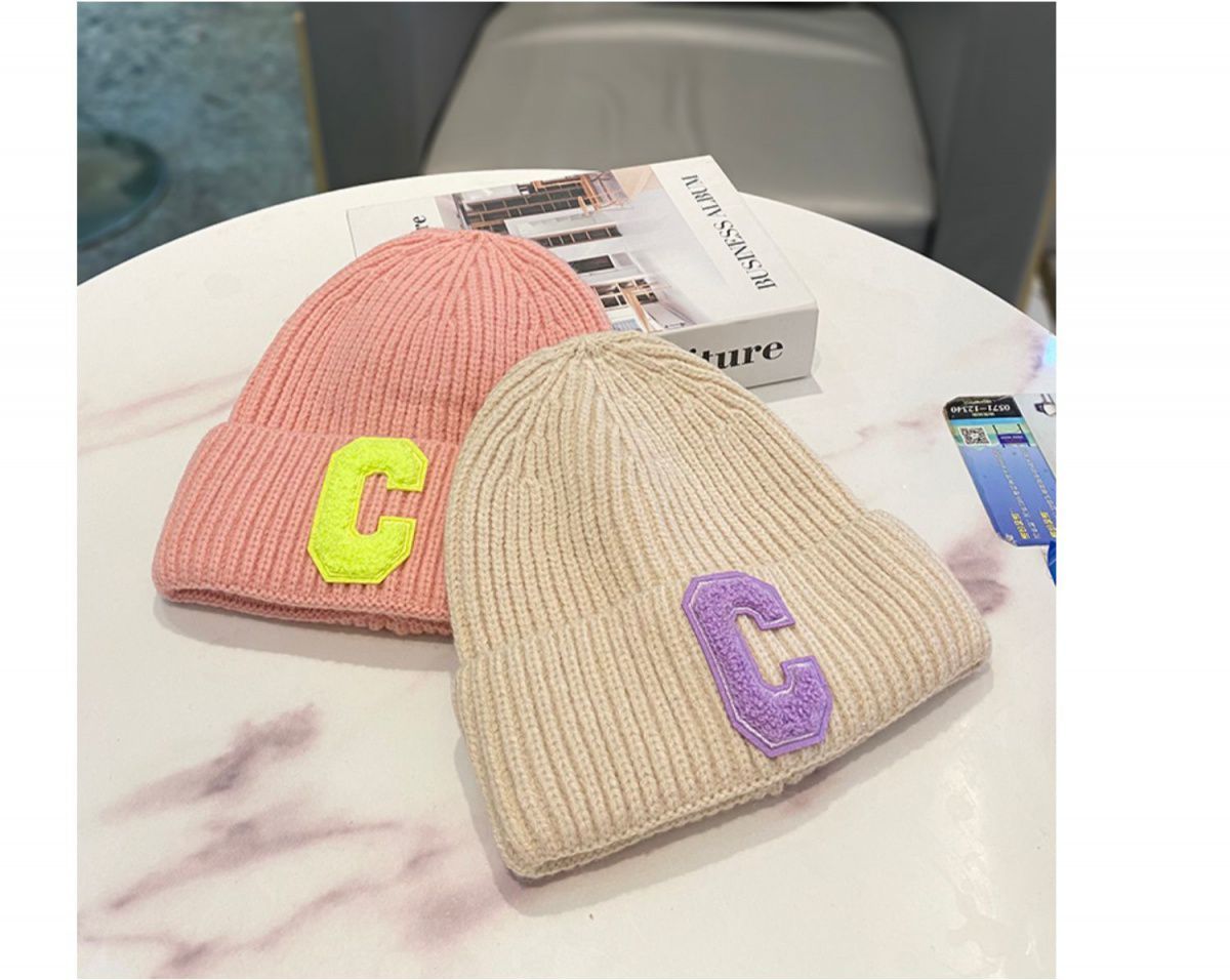 Stickad beanie mössa för barn och par höst och vinter_voghion.com