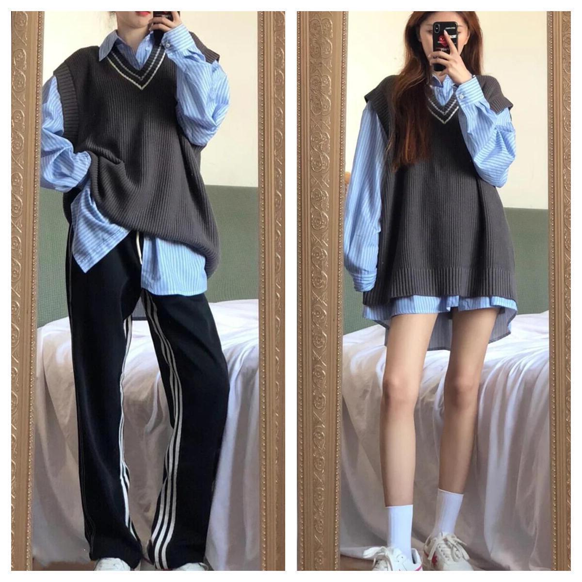 早秋季甜酷套裝女2021新款時尚洋氣韓版小個子馬甲+襯衫兩件套潮