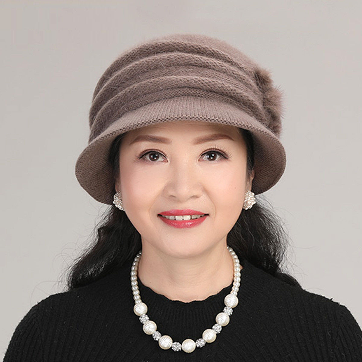 105918-浪莎帽子女保暖针织毛线帽妈妈帽女款帽子保暖帽子-详情图