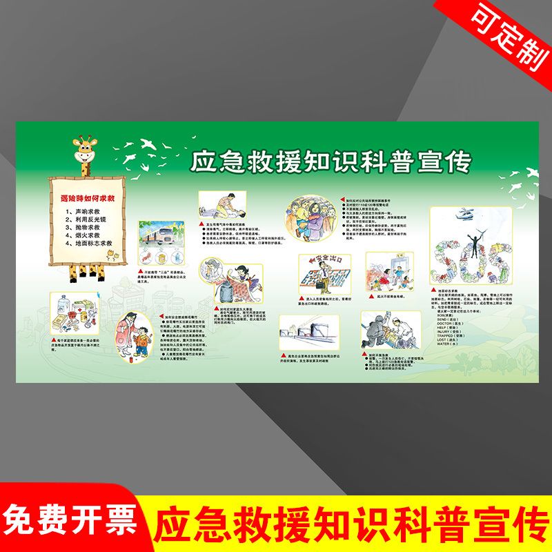 应急救援科普知识宣传挂图中小学走廊教室挂图防水贴纸定制