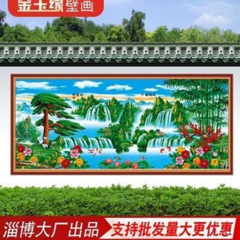 新品影壁别墅定制农村迎门墙庭院户室外背景墙瓷砖福字风景山水照