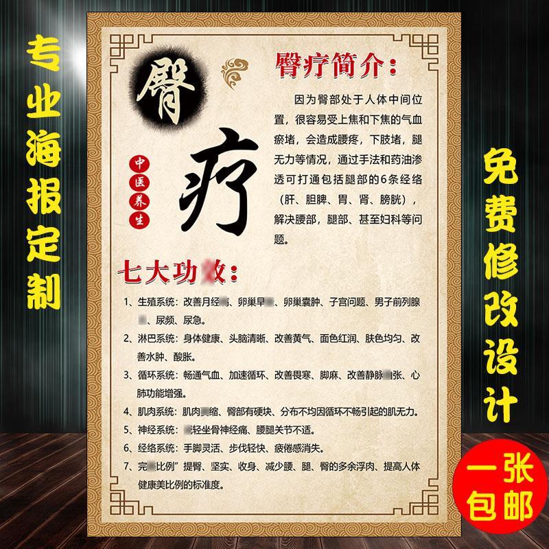 中医养生臀部臀疗海报宣传挂画广告kt展板臀疗的七大功效简介贴画