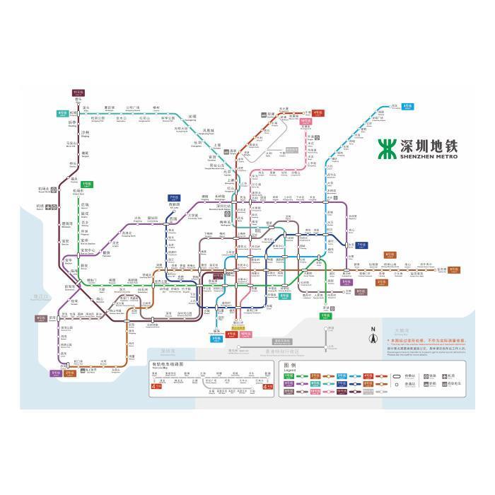 深圳地铁旅游换乘线路图2021新版地铁轨路线交通示意图海报印制