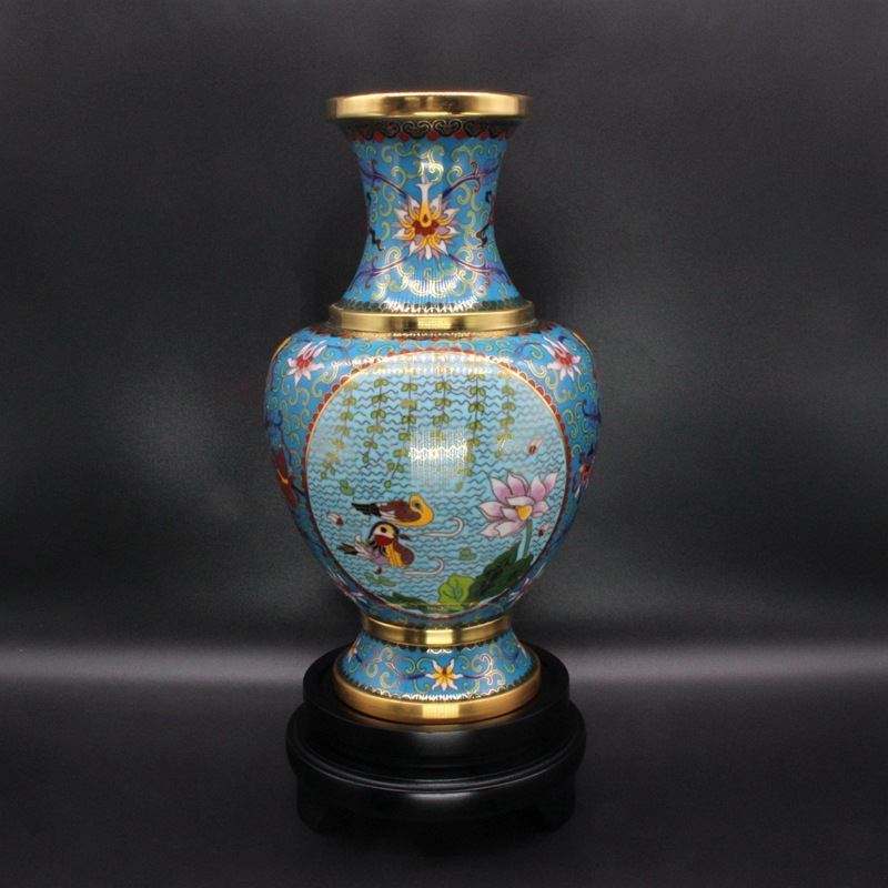 北京景泰蓝工艺礼品花瓶传统铜胎掐丝珐琅(精品)10寸仿古周器磊