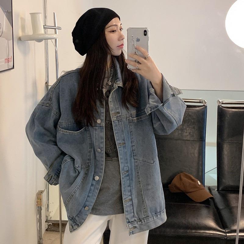 Denim jacket women's spring and autumn all-match  new Korean version loose bf style design sense small ins trend
