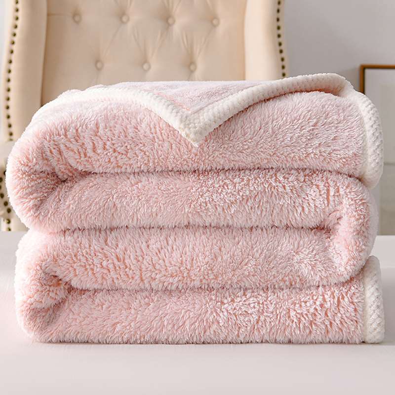 冬季小毛毯夏季春秋毛巾被办公室空调沙发午休午睡珊瑚绒盖毯子粉