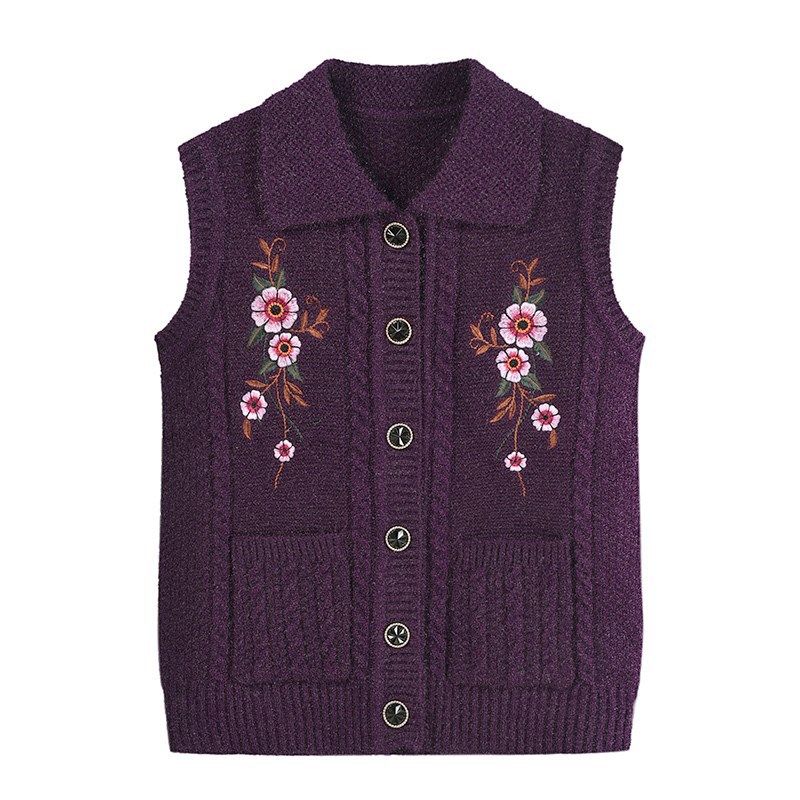 Middle-aged and elderly women's vest spring and autumn clothes grandma's vest waistcoat vest for the elderly winter vest vest lapel old lady vest