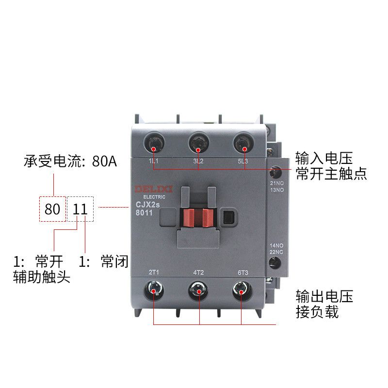 德力西交流接触器 cjx2s-8011 220v/380v线圈 代替cjx2 80a