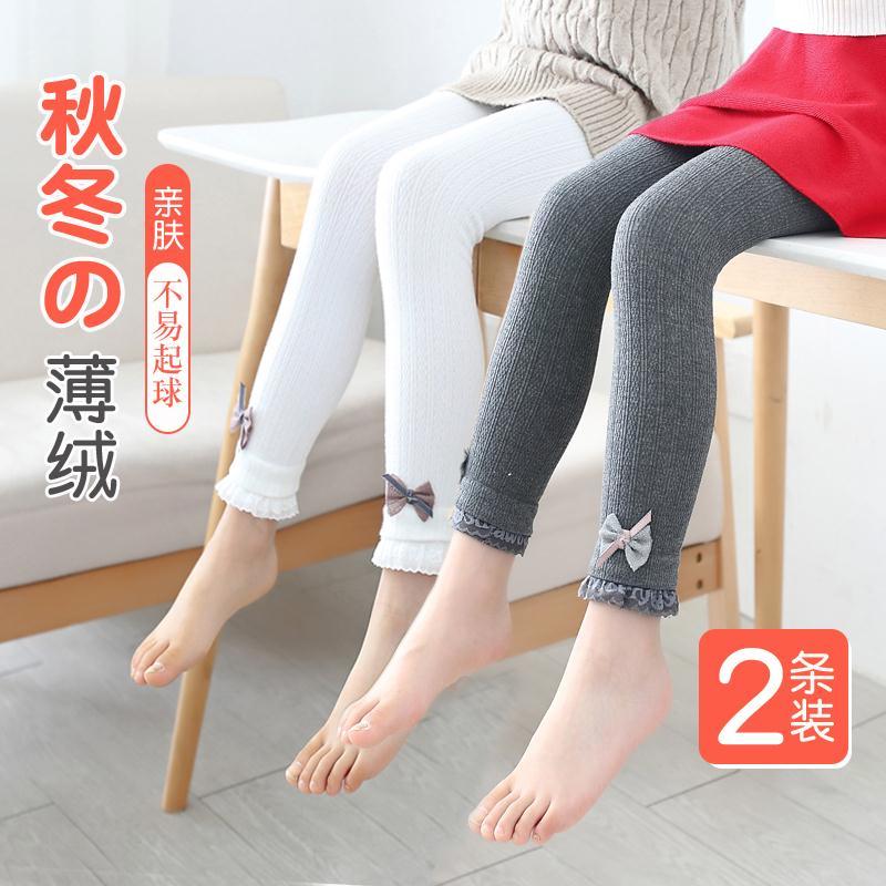 Children's pantyhose, girls' leggings, spring, autumn and winter, thickened outer wear, white thin velvet baby plus velvet one-piece socks