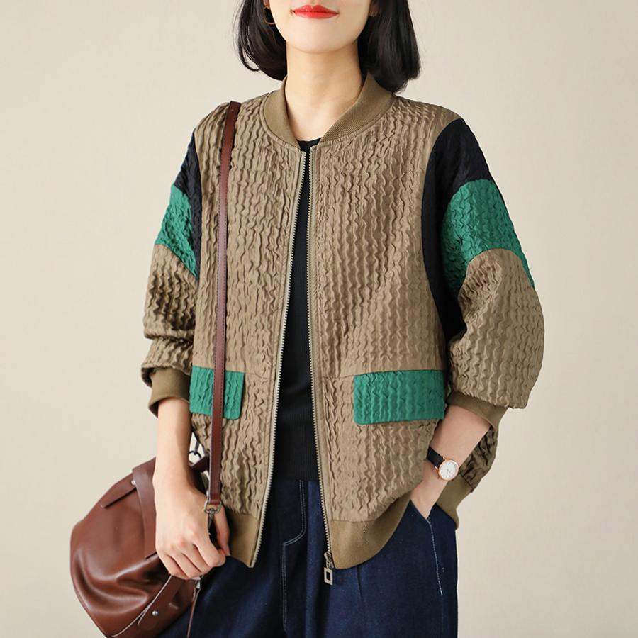 Stitching literary and artistic casual all-match loose autumn clothing women's new foreign style baseball uniform women's autumn coat women's autumn style outerwear