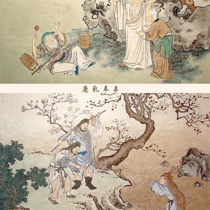 2021卷3轴画24孝图挂轴二十四孝国学学校礼堂装饰画文化挂画教室