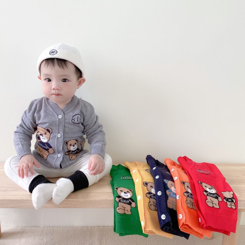 Children's spring and autumn cardigan baby knitted jacket male baby cartoon sweater female baby baby cotton sweater winter