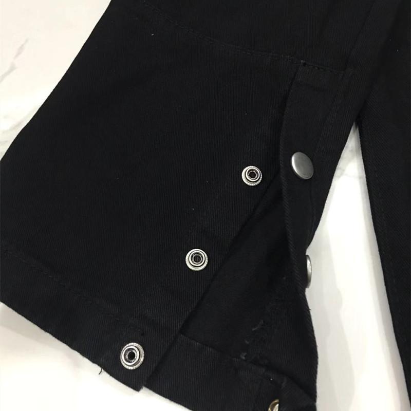 Korean version of ins high street retro jeans women's spring new black trendy brand slit slim-breasted straight trousers