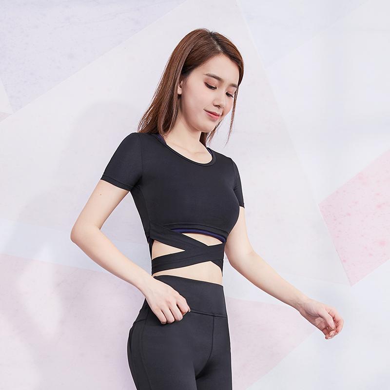 Fanstick yoga wear women's thin navel-baring short top breathable quick-drying sportswear fitness tight-fitting quick-drying clothes