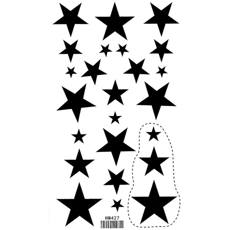 24个大小黑色五角星个性假刺青贴 男女学生的防水纹身贴