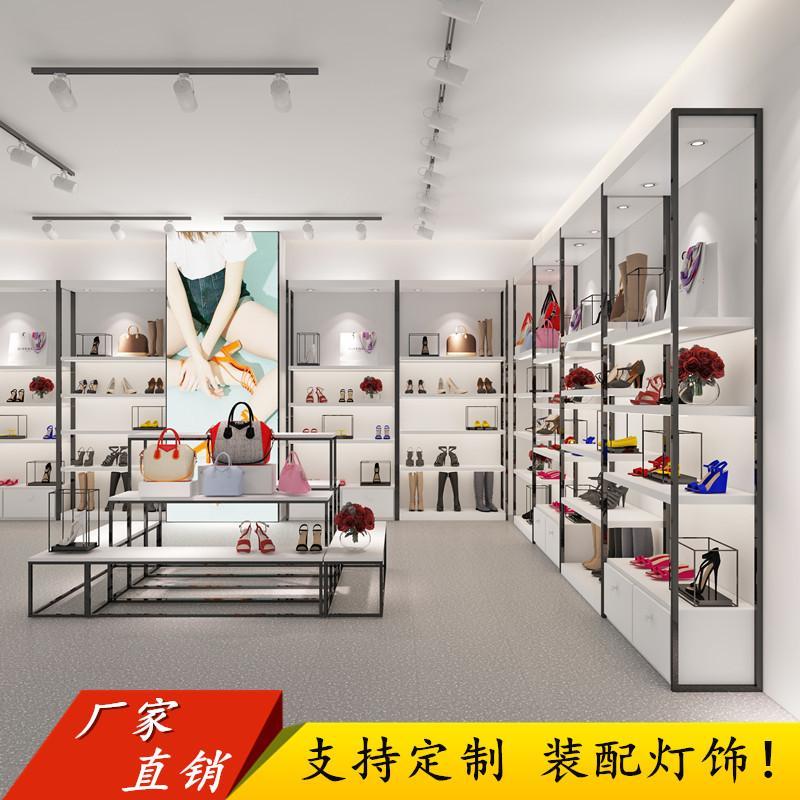 鞋店展示架鞋架带灯鞋子商场店铺用男女童鞋包包陈列柜落地式货架