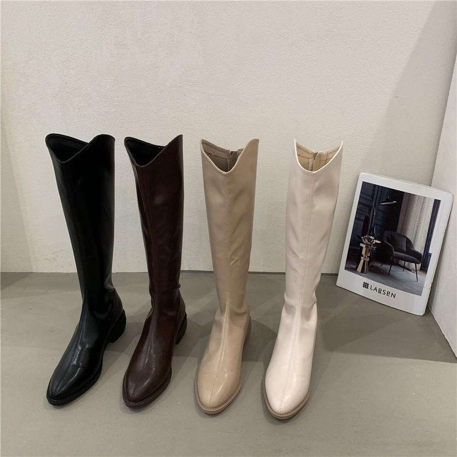  spring and autumn thin western cowboy boots niche white pointed high boots small knight boots net red boots women