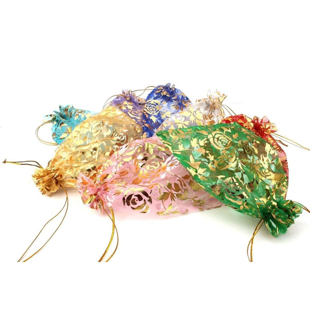 100pcs organza wedding gift candy bag jewelry pouch 11*16cm