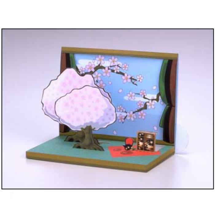 儿童手工折纸diy拼装立体3d纸质模型 日本樱花场景摆件摆设装饰