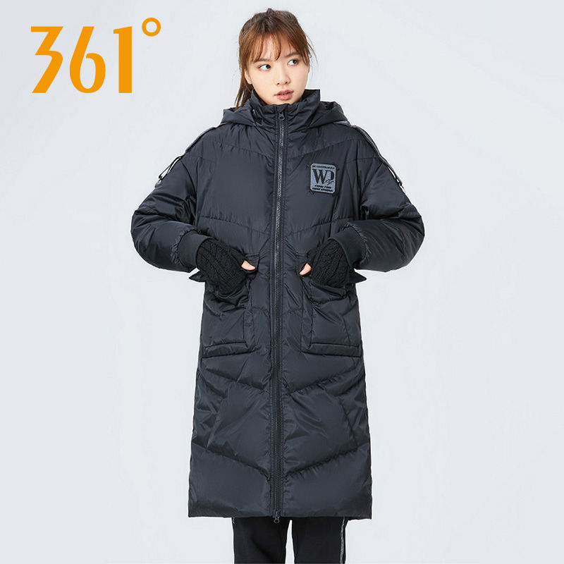 361°运动羽绒服女2021冬季新款加厚保暖防风外套过膝长款休闲棉服