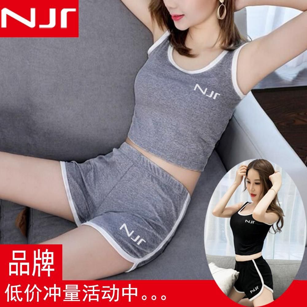 品牌瑜伽服网红性感休闲背心运动服短裤套装女夏季时尚学生两件套