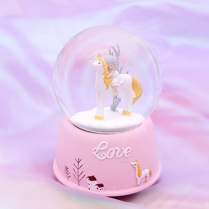 romantic shine snow crystal ball music box octave box child