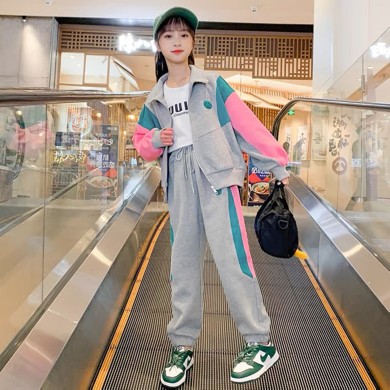 網紅女童秋裝套裝2021新款洋氣兒童裝時髦中大童春秋季運動兩件套