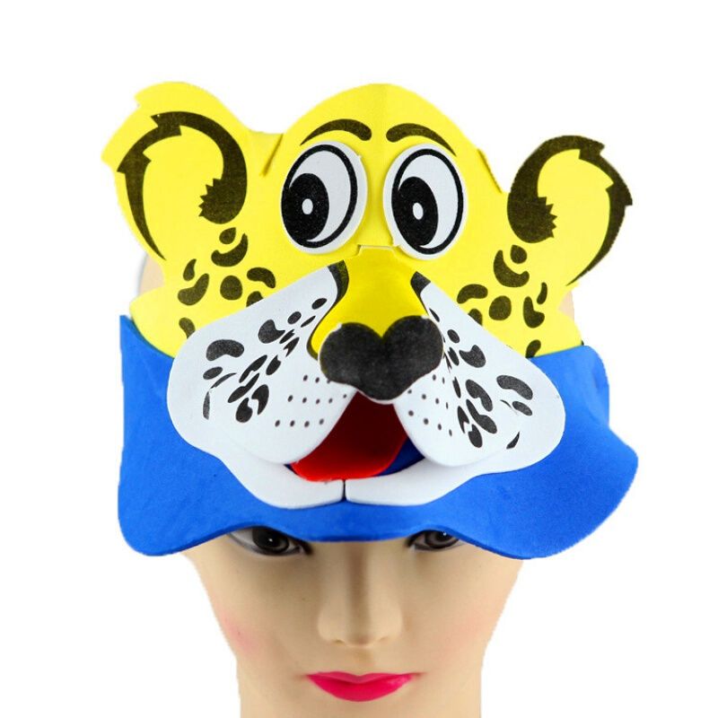 小猎豹子头饰套动物面具儿童大人帽子幼儿园运动会游戏表演出道具