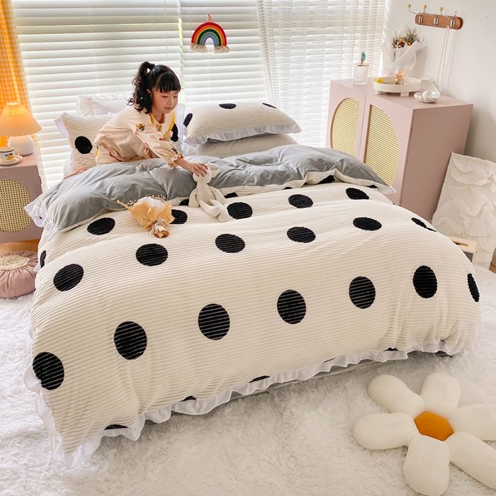 Coral velvet milk crystal magic velvet four-piece double-sided flannel quilt cover princess wind bed three-piece winter