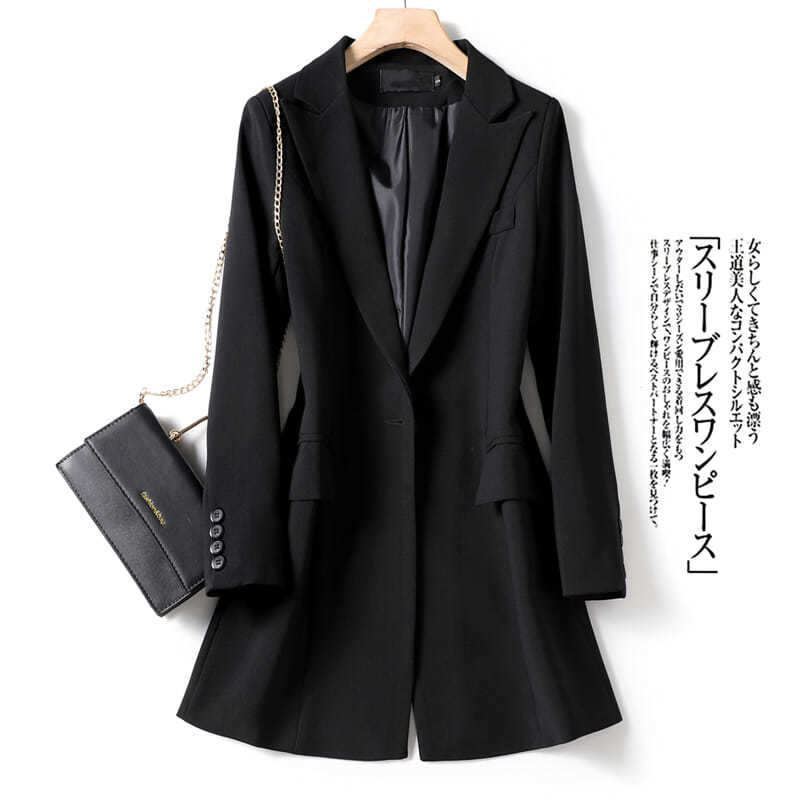 Suit jacket women's 2021 new spring and autumn Korean version of the mid-length black long-sleeved professional suit all-match top