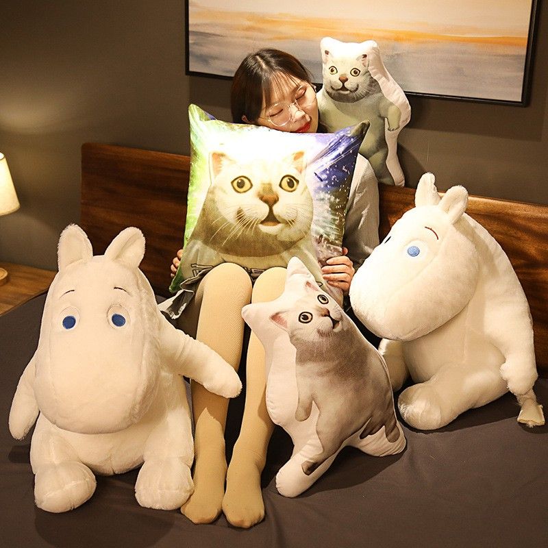 网红mur猫表情包异形方形抱枕姆明公仔毛绒玩具女生床