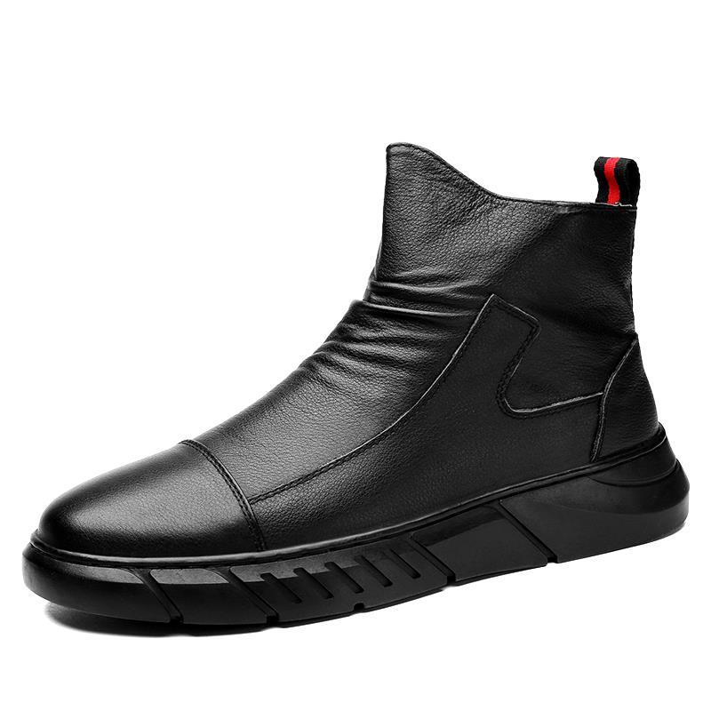 All black chef shoes men's waterproof non-slip and oil-proof kitchen special sports and leisure leather shoes pure black outdoor labor insurance men's shoes