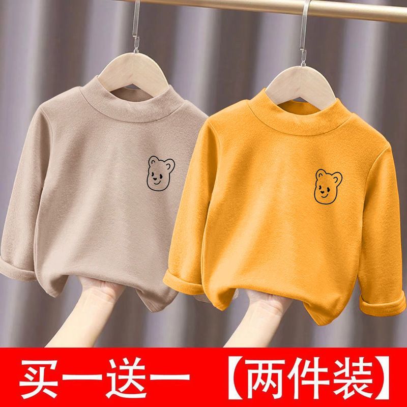男童秋裝上衣新款女童打底衫童裝半高領春秋衣服寬鬆洋氣兒童長袖
